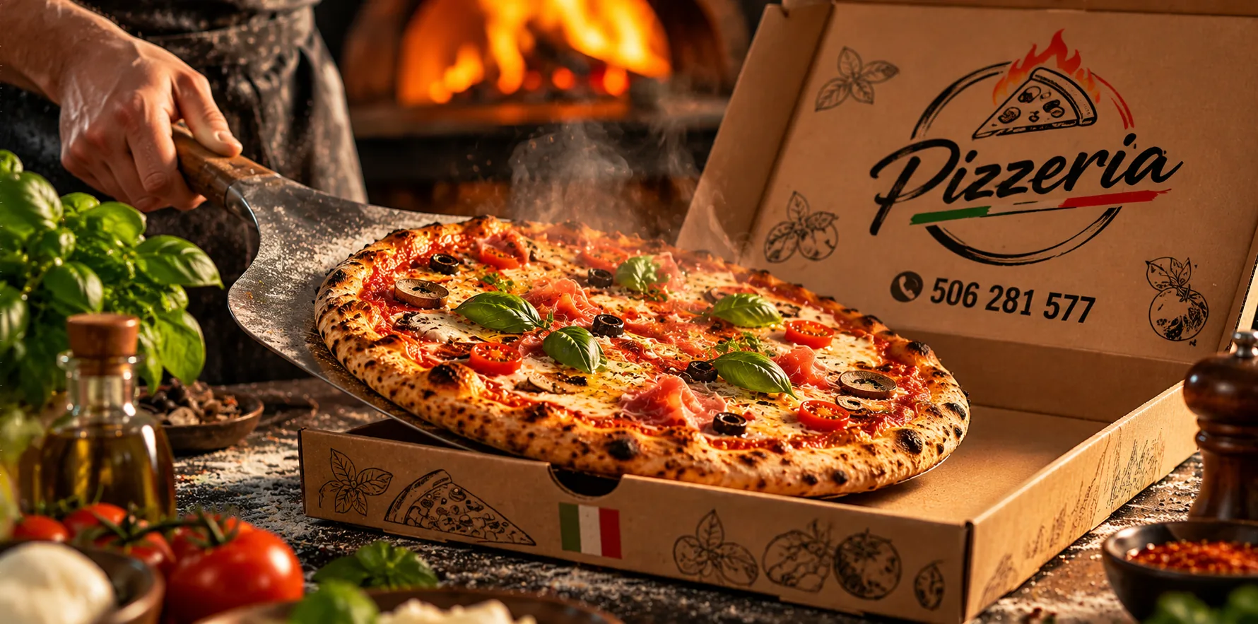 Gotowa pizza przekładana do pudełka