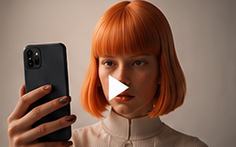 Twórczyni nagrywa selfie telefonem